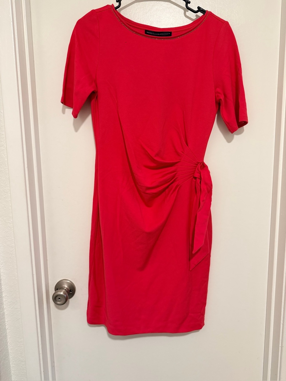 White House Black Market Bright pink Side-Tie Midi Dress